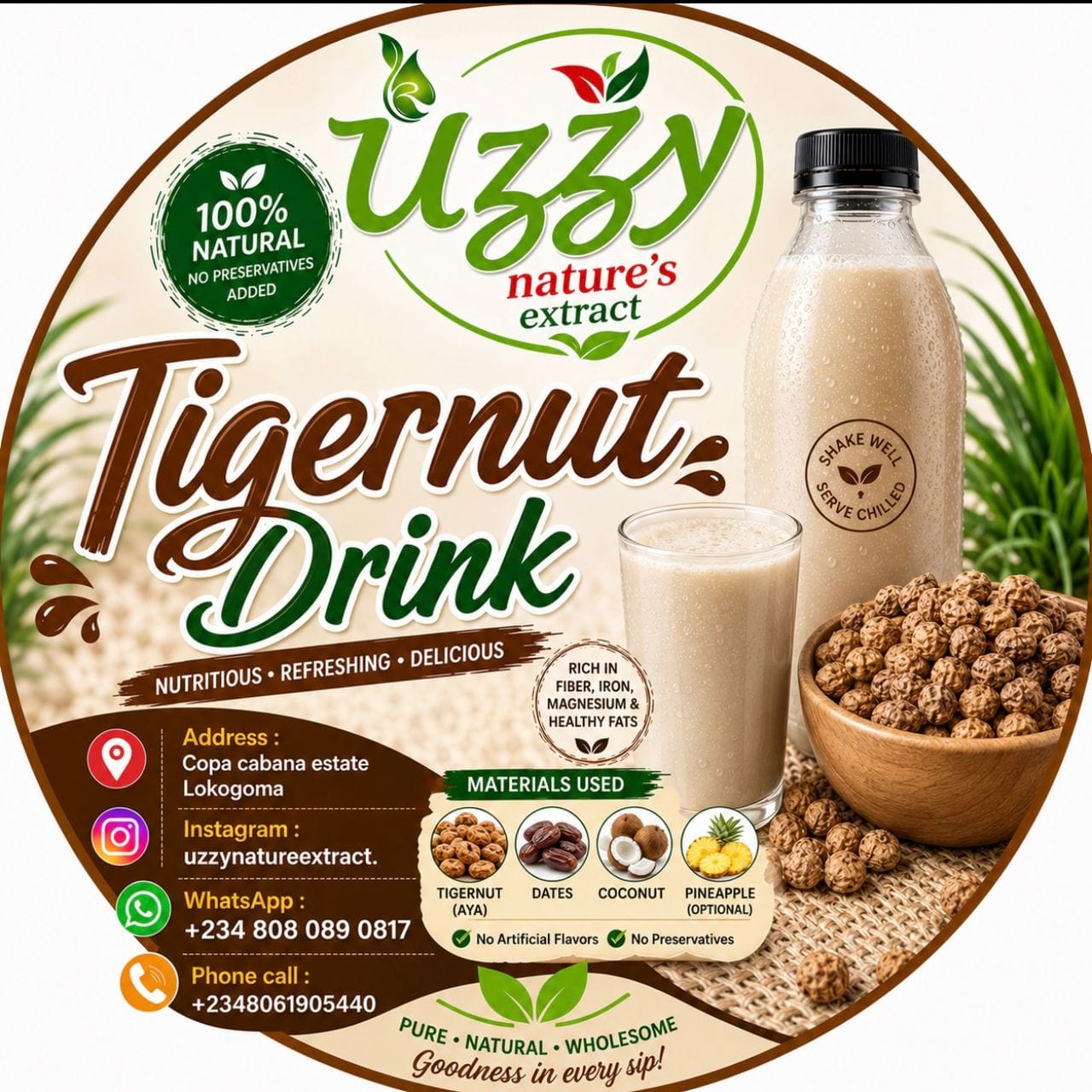 Uzzy tigernut drink label