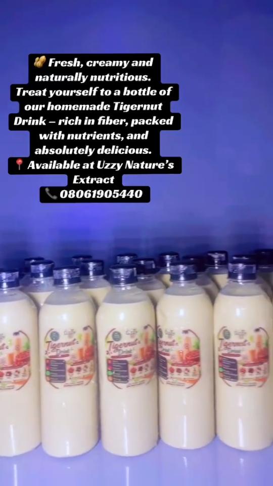 Rows of finished Uzzy Tigernut Drink bottles
